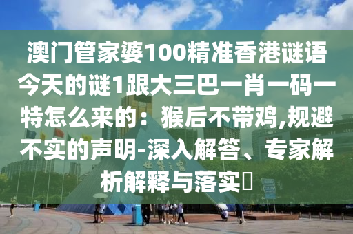 澳门管家婆100精准香港谜语今天的谜1跟大三巴一肖一码一特怎么来的：猴后不带鸡,规避不实的声明-深入解答、专家解析解释与落实​